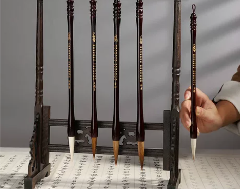 书法班还有三十个复古龙头鸡翅木大号实木毛笔...