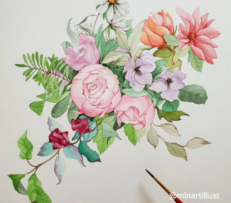 Z43水彩插画花卉植物绘画素材768p 感...