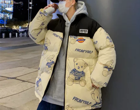 Dickies/迪克斯冬季小熊印花立领棉衣...
