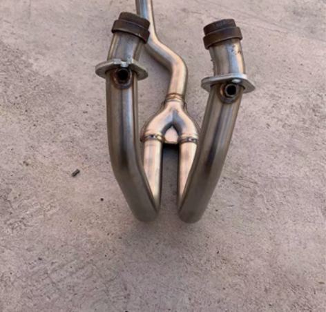 适用大地鹰王摩托电喷二合一改装弯管排气管 ...