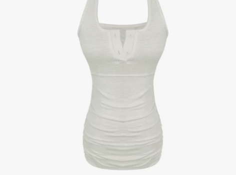 2022夏季新款纯欲性感挂脖露背背心连衣裙...