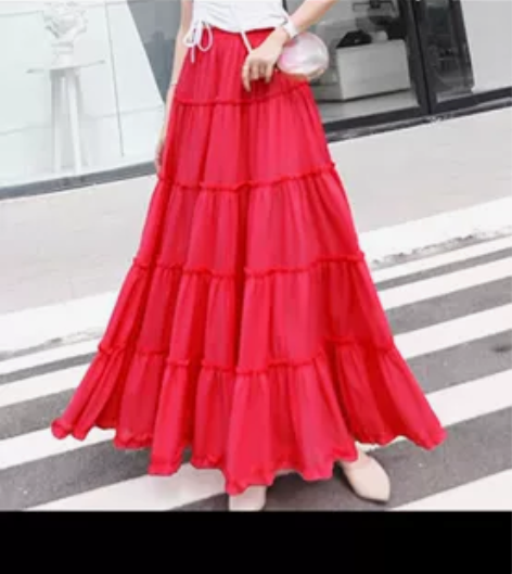 半身长裙夏大摆裙高腰蛋糕裙跳舞裙子新款波西...