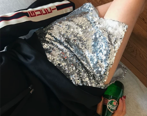 ?美人鱼超闪亮片 侧开衩bling短裙包臀...