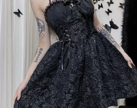 万圣节女装连衣裙秋季新款 个性十字挂脖暗黑...