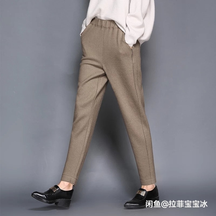 【双11狂欢价】羊毛呢裤子女哈伦裤宽松女裤...