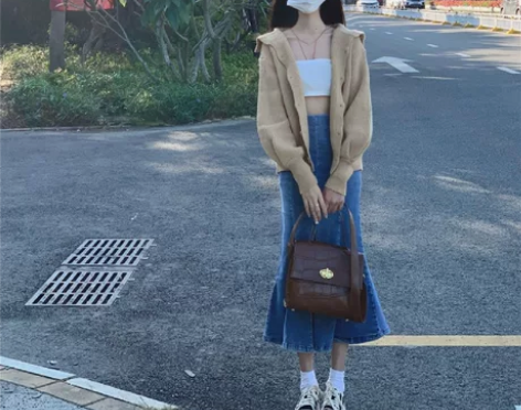 高腰半身裙女秋冬新款辣妹包臀裙小个子中长裙...