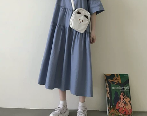 【黑色】娃娃领连衣裙学生学院风甜美2022...