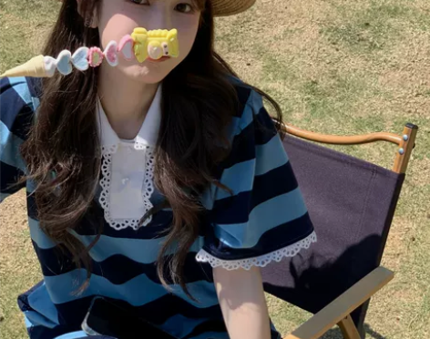 bigking大金家法式翻领连衣裙女夏短袖...