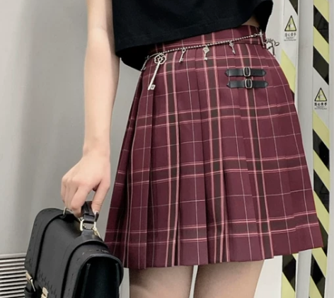 中牌制服馆 沙华原创JK制服格裙红色显白虾...