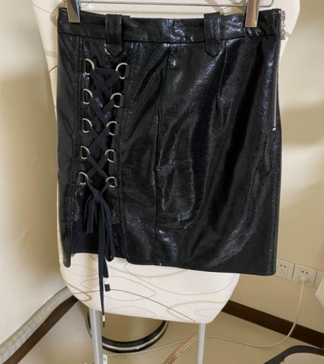 正品FAIRWHALE马克华菲皮裙半身裙短...