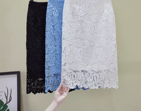 2021夏季镂空蕾丝气质包臀下半身裙子修身...