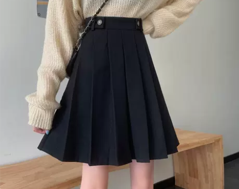 冬季毛呢百褶半身裙子女大码显瘦短裙a字高腰...