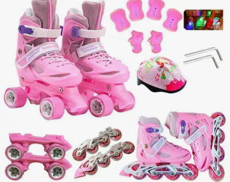 伴威溜冰鞋儿童单直排轮双排轮四轮旱冰轮滑鞋...