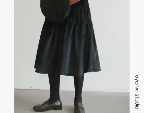 仿丝绒半身裙女中长款蛋糕裙高腰A字裙秋冬季中裙显… 颜色分类...