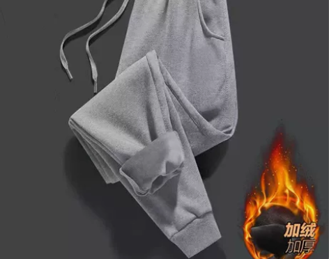 秋冬加绒加厚运动裤男潮流港风保暖束脚休闲裤...