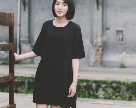 清欢/文艺百褶纯色中裙 女2015春夏新款...