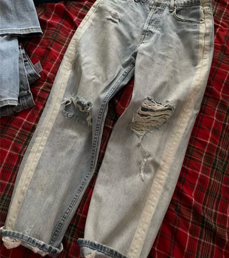 Mother牛仔裤 复古 破洞高街风 M码...