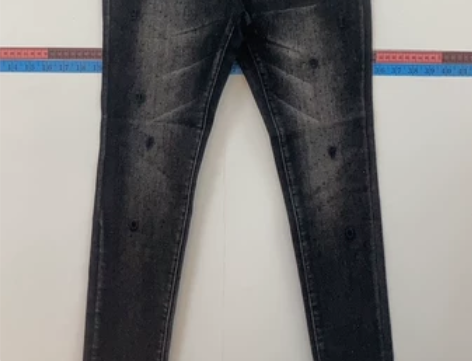全新 村上春黑灰高腰弹力刺绣烫钻牛仔裤小脚...