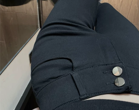 早安樊樊黑色高腰小脚铅笔裤春秋女显瘦百搭休...