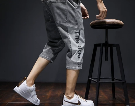 【全新牛仔裤包邮】夏季薄款七分牛仔裤男宽松...