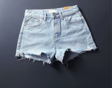 ?欧洲站2022年夏季新款女破洞中腰牛仔短...