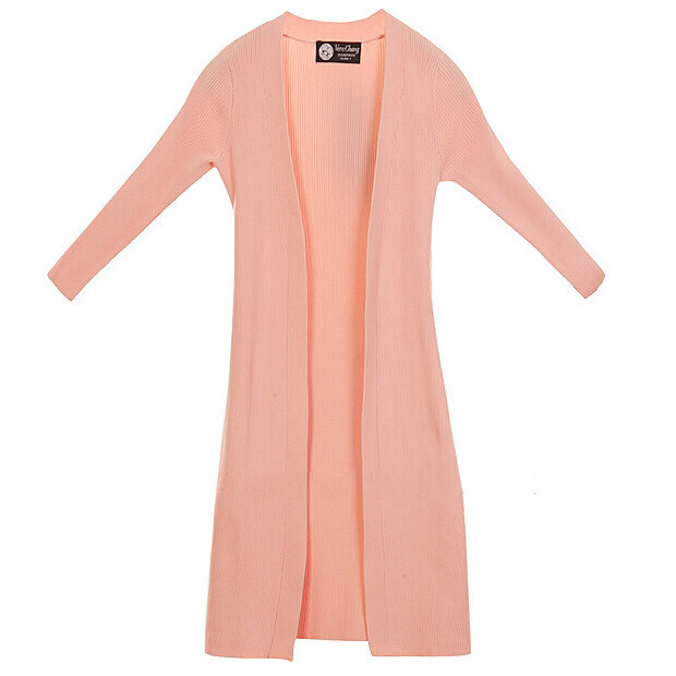 素色时代 藏蓝色针织开衫中长款七分袖夏季针...