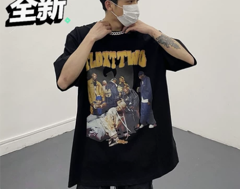 几乎全新 高街说唱歌手vibe风短袖嘻哈复...