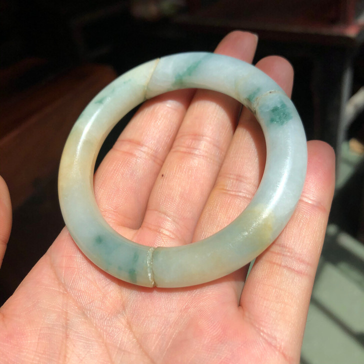 清代多彩老翡翠手镯、清代飘花老翡翠手镯