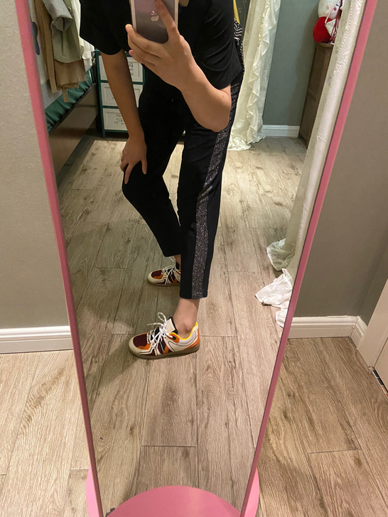 超显瘦拼接运动九分裤女M码