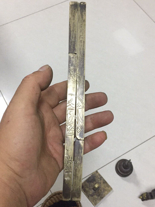 清代折叠铜镇尺,保真保老,想要的拍