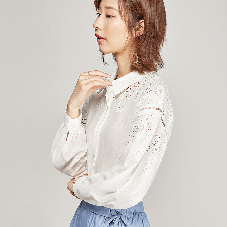 【99元新品】白色很仙的衬衫女2019春秋...