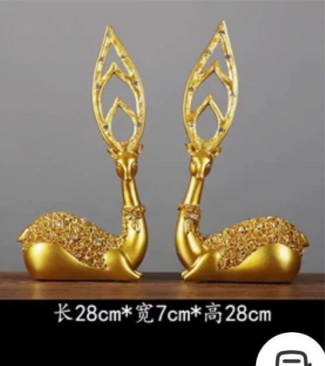 摆件：镀金小鹿，招财进宝小鹿：高度29cm...