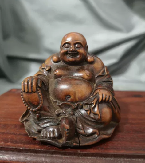 日本回流木雕摆件弥勒佛笑佛摆件，图片实拍，...
