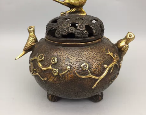 古玩铜器收藏纯铜喜上眉梢熏香炉铜香炉香熏炉...