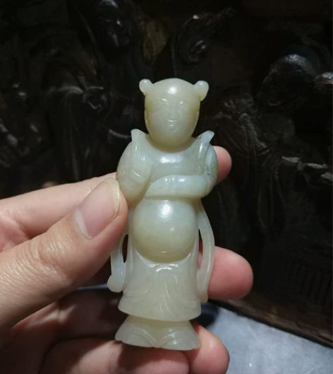 老玉器老玉雕 明清玉器 善财童子玉雕把件 ...