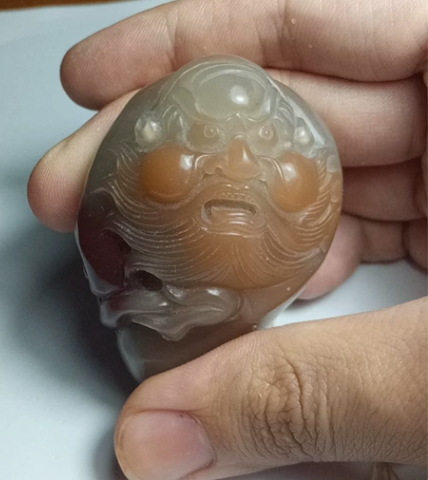 紫绿玛瑙，钟馗捉鬼，钟馗降魔，玉雕把件巧雕...