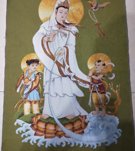 赔钱急出，高价买的唐卡（送子观音）刺绣织锦...