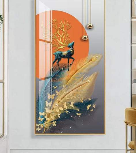 抽象玄关装饰画竖版走廊过道入户壁画墙画现代...