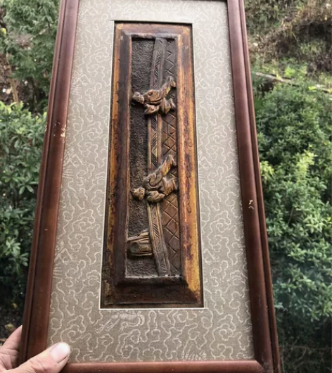 老木雕镶嵌壁画 制作的非常漂亮，用老雕刻板...