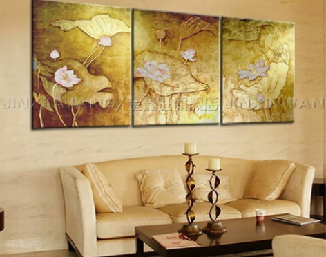 泰式纯手绘油画东南亚金箔画客厅墙饰三联多联画抽象… 感兴趣的...