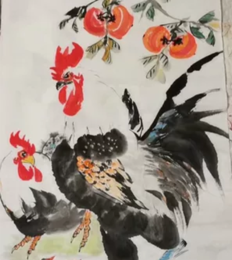 国画牡丹荷花九鱼图竹子梅花柿子画事事如意花...