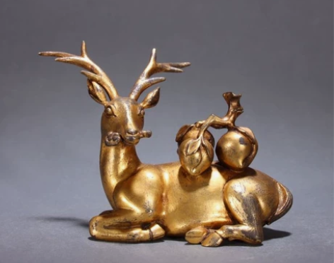 回流-铜鎏金福禄镇纸摆件 规格：高8.5c...