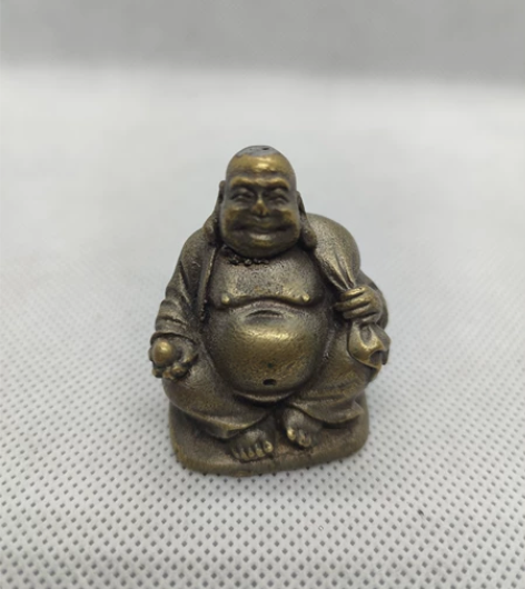 清代铜鎏金小佛一尊,(布袋和尚),高4.5...