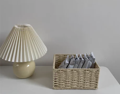 日式储物盒编织杂物草编藤编收纳筐玩具书本收...