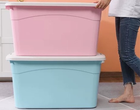 特大号玩具收纳箱子塑料收纳盒8轮 水晶蓝；超大号（长70×1...