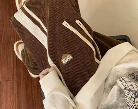 男士灯芯绒休闲裤子秋冬季女潮流宽松直筒裤春...