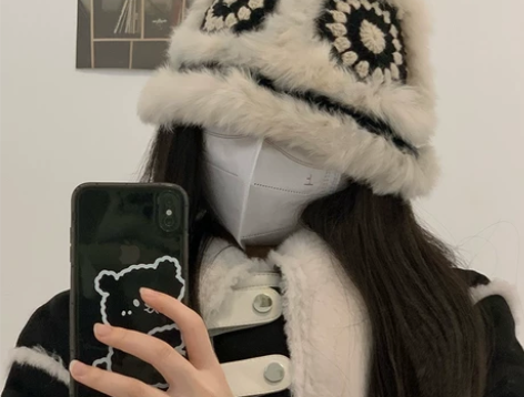 包邮          兔毛针织毛绒帽女秋...