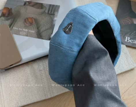 全新塔塔帽子屋 蓝色牛仔贝雷帽女日系ins...