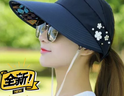 工厂清仓 太阳帽遮阳帽子女士可折叠防晒大檐...