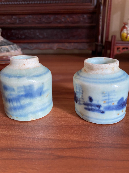 一对清中期文房山水水盂 品相如图 标价为一...